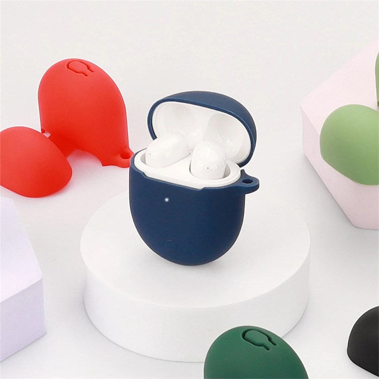 Dust-proof Earphone Silicone Case for Redmi Buds 4, Bluetooth Earbuds Charging Box Anti-scratch Cover with Hanging Buckle - White