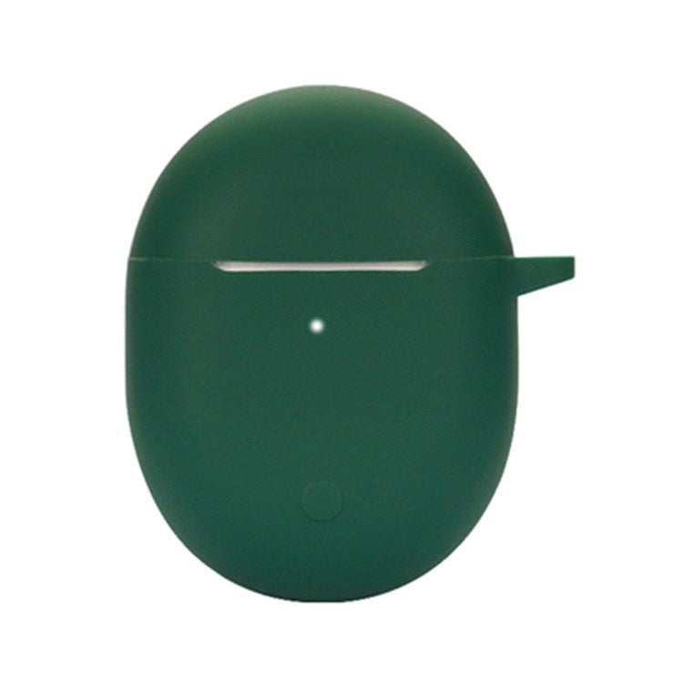 Dust-proof Earphone Silicone Case for Redmi Buds 4, Bluetooth Earbuds Charging Box Anti-scratch Cover with Hanging Buckle - Blackish Green