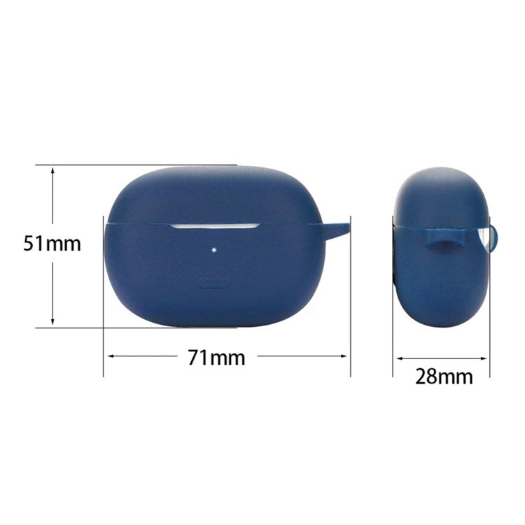 For Redmi Buds 4 Pro Earbuds Silicone Cover Bluetooth TWS Earphone Protective Sleeve Case with Anti-lost Buckle - Dark Blue