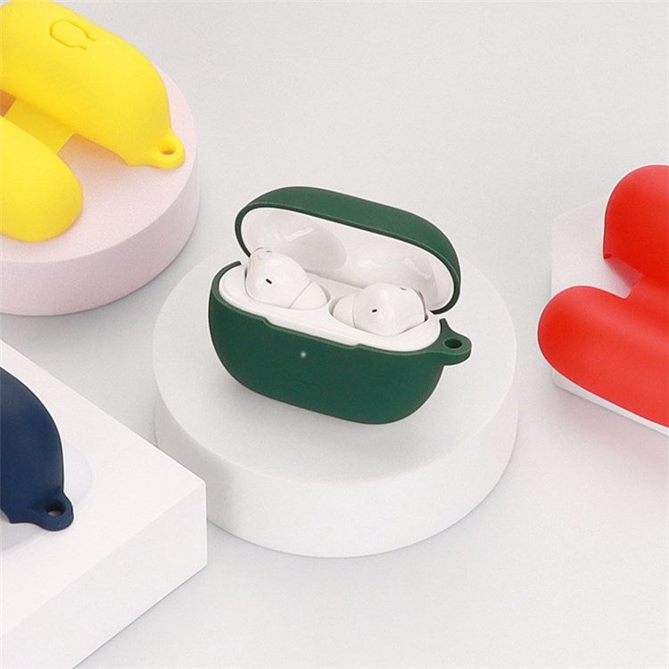 For Redmi Buds 4 Pro Earbuds Silicone Cover Bluetooth TWS Earphone Protective Sleeve Case with Anti-lost Buckle - Blackish Green