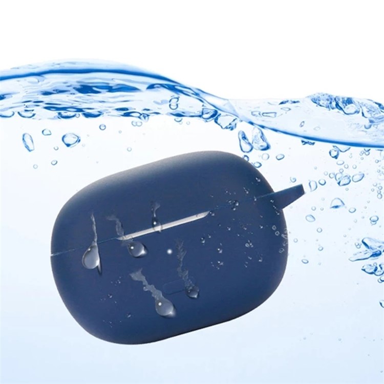 For Redmi Buds 4 Pro Earbuds Silicone Cover Bluetooth TWS Earphone Protective Sleeve Case with Anti-lost Buckle - Black