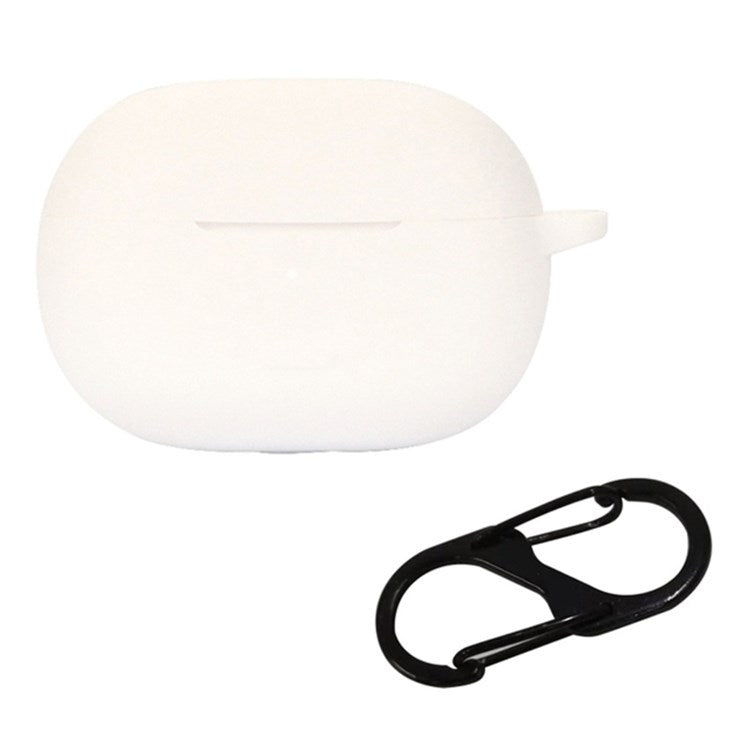 For Redmi Buds 4 Pro Earbuds Silicone Cover Bluetooth TWS Earphone Protective Sleeve Case with Anti-lost Buckle - White