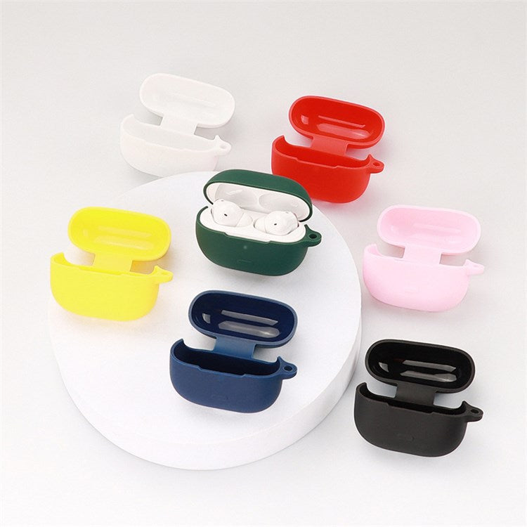 For Redmi Buds 4 Pro Earbuds Silicone Cover Bluetooth TWS Earphone Protective Sleeve Case with Anti-lost Buckle - White