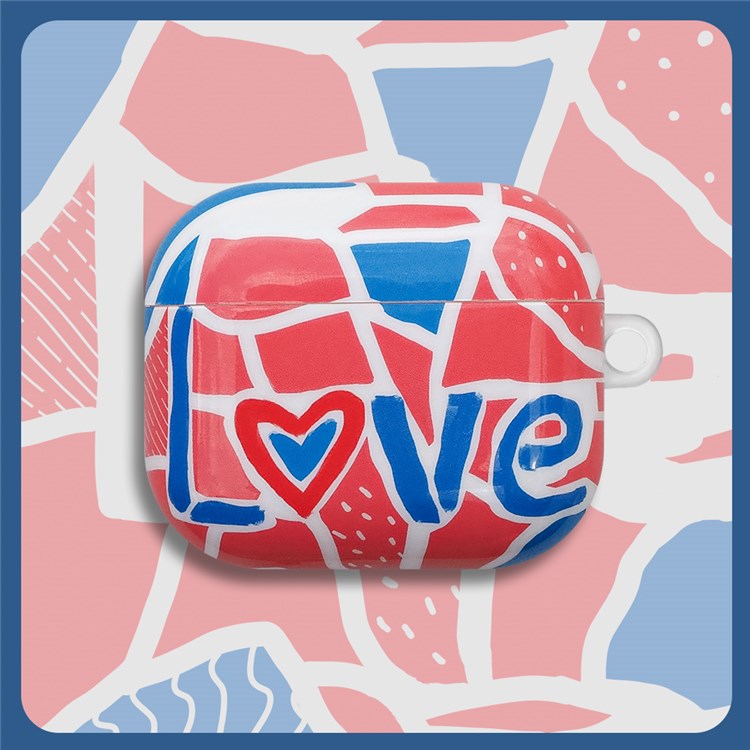 For Apple AirPods 3 IMD Stylish Pattern Protective Cover Earphone Charging Box Drop-proof TPU Case - Color Blocks/Love