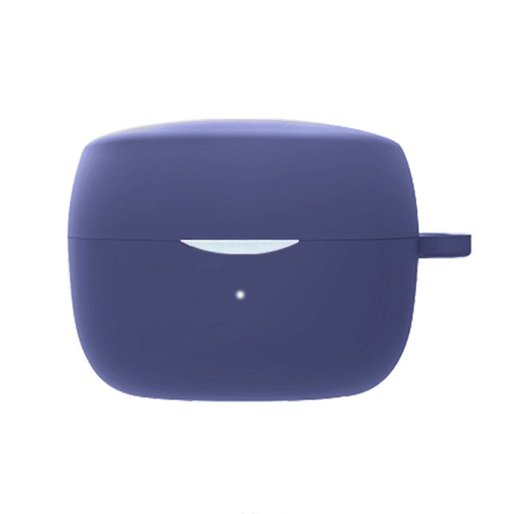 Silicone Case for Baseus Bowie WM02 TWS Bluetooth Earbuds, Earphone Charging Case Drop-proof Cover with Hanging Buckle - Dark Blue