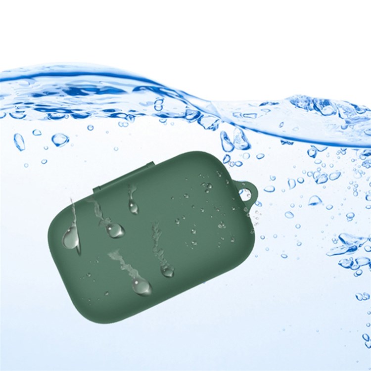 For Sennheiser Momentum True Wireless 3 Silicone Case Bluetooth Earphone Protective Cover with Anti-lost Buckle - Blackish Green