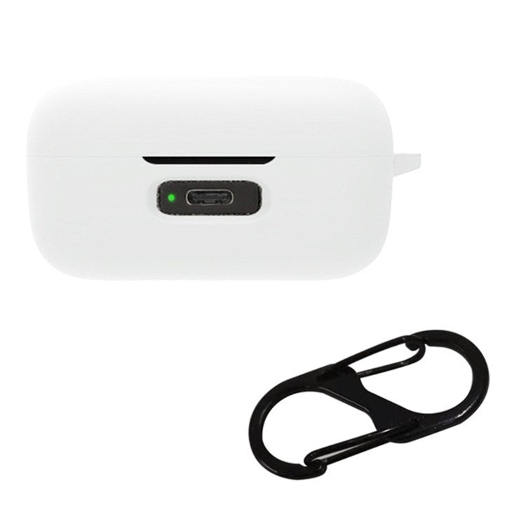 For Sennheiser Momentum True Wireless 3 Silicone Case Bluetooth Earphone Protective Cover with Anti-lost Buckle - White