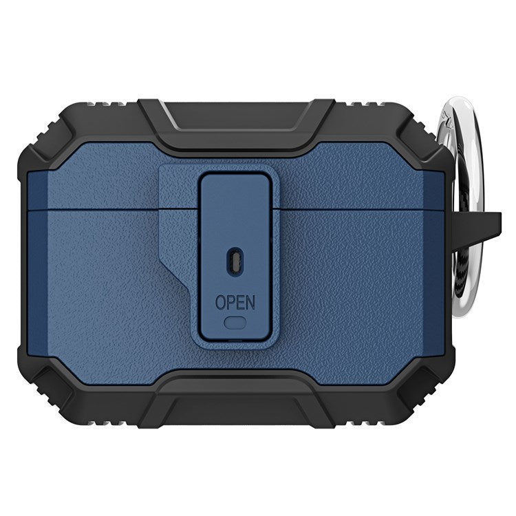 Earbuds Charging Case Cover for Apple AirPods Pro Headset Protector Soft TPU+PC Shockproof Case - Black/Sapphire