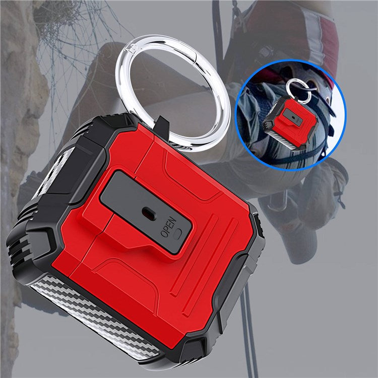 For Apple AirPods with Charging Case (2016)/(2019)/AirPods with Wireless Charging Case (2019) PC+Silicone Earphone Case Shell One-button Easy Opening Lid - Black