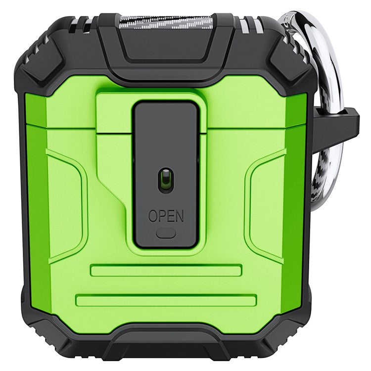 For Apple AirPods with Charging Case (2016)/(2019)/AirPods with Wireless Charging Case (2019) PC+Silicone Earphone Case Shell One-button Easy Opening Lid - Cyan