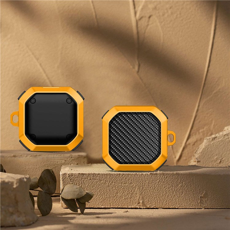 For Samsung Buds Live / Buds2 / Buds 2 Pro / Buds Pro Anti-Drop Case Thunder Carbon Fibre Texture Earbuds Charging Case Cover Soft TPU+PC Protector - Yellow