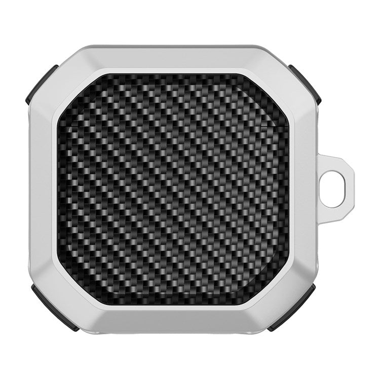 For Samsung Buds Live / Buds2 / Buds 2 Pro / Buds Pro Anti-Drop Case Thunder Carbon Fibre Texture Earbuds Charging Case Cover Soft TPU+PC Protector - Black / White