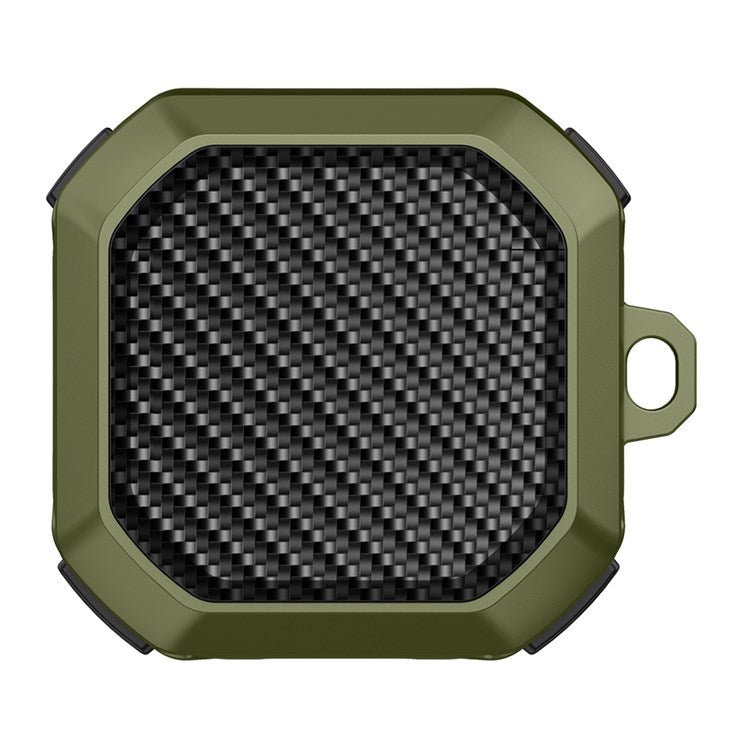For Samsung Buds Live / Buds2 / Buds 2 Pro / Buds Pro Anti-Drop Case Thunder Carbon Fibre Texture Earbuds Charging Case Cover Soft TPU+PC Protector - Army Green