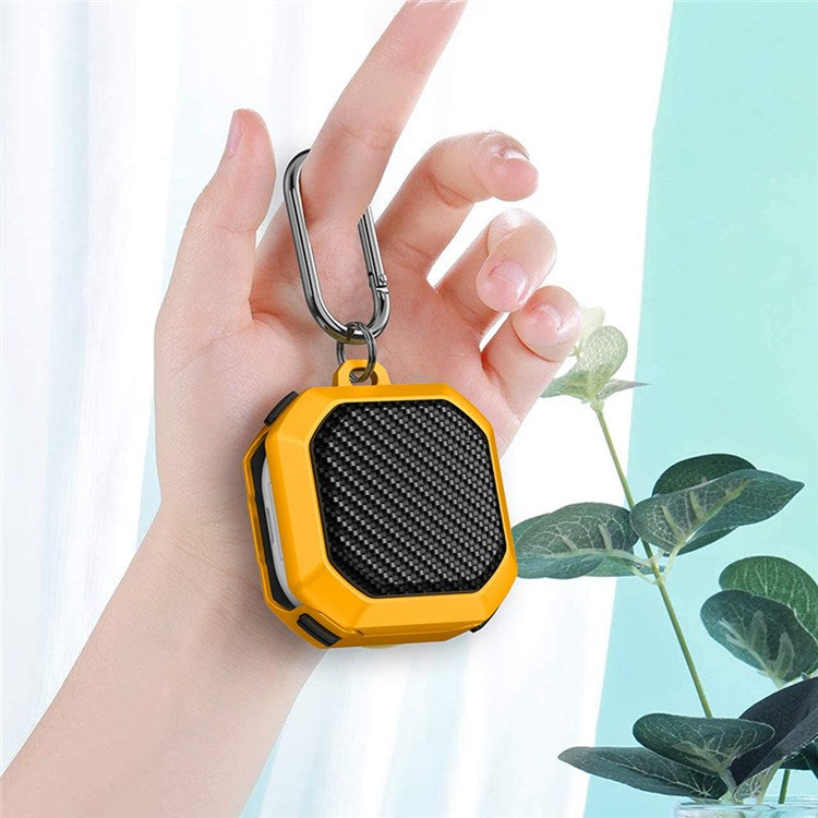 For Samsung Buds Live / Buds2 / Buds 2 Pro / Buds Pro Anti-Drop Case Thunder Carbon Fibre Texture Earbuds Charging Case Cover Soft TPU+PC Protector - Black / Gold