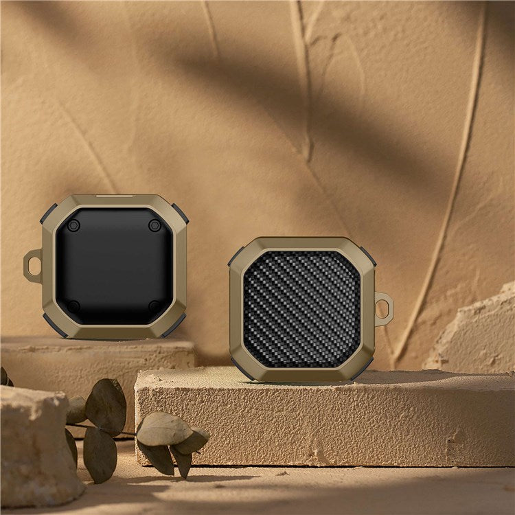 For Samsung Buds Live / Buds2 / Buds 2 Pro / Buds Pro Anti-Drop Case Thunder Carbon Fibre Texture Earbuds Charging Case Cover Soft TPU+PC Protector - Black / Brown