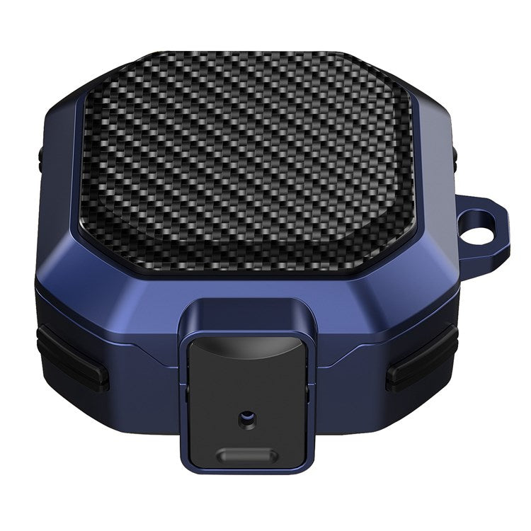 For Samsung Buds Live / Buds2 / Buds 2 Pro / Buds Pro Carbon Fibre Texture Shockproof Case Earbuds Charging Case Cover Soft TPU+PC Headset Protector - Black Blue