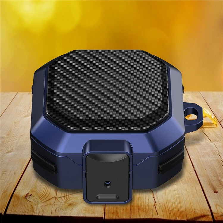 For Samsung Buds Live / Buds2 / Buds 2 Pro / Buds Pro Carbon Fibre Texture Shockproof Case Earbuds Charging Case Cover Soft TPU+PC Headset Protector - Black Blue