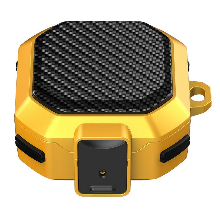For Samsung Buds Live / Buds2 / Buds 2 Pro / Buds Pro Carbon Fibre Texture Shockproof Case Earbuds Charging Case Cover Soft TPU+PC Headset Protector - Black Yellow