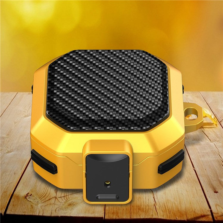 For Samsung Buds Live / Buds2 / Buds 2 Pro / Buds Pro Carbon Fibre Texture Shockproof Case Earbuds Charging Case Cover Soft TPU+PC Headset Protector - Black Yellow