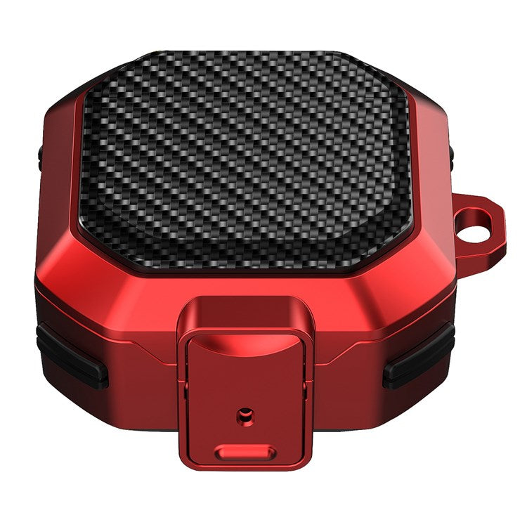 For Samsung Buds Live / Buds2 / Buds 2 Pro / Buds Pro Carbon Fibre Texture Shockproof Case Earbuds Charging Case Cover Soft TPU+PC Headset Protector - Red Black