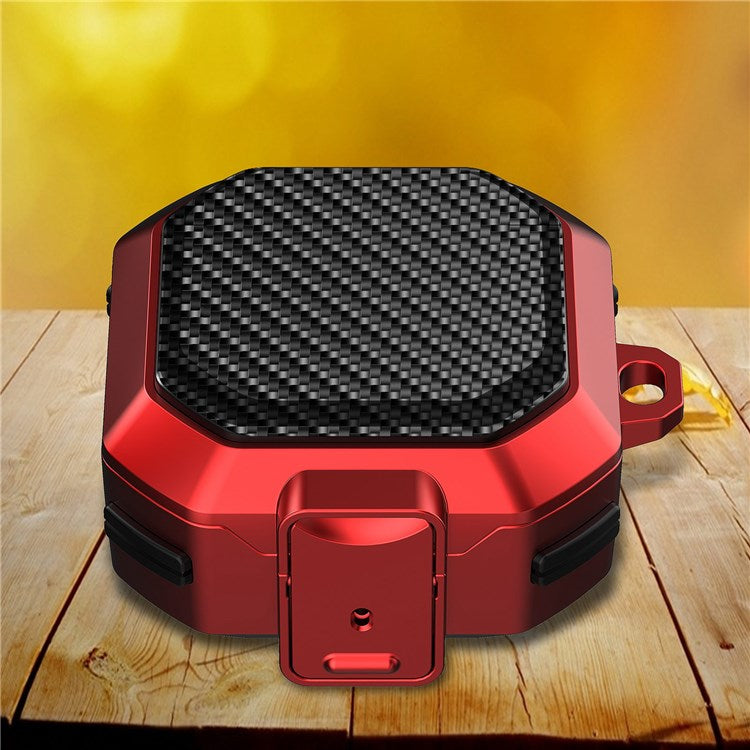 For Samsung Buds Live / Buds2 / Buds 2 Pro / Buds Pro Carbon Fibre Texture Shockproof Case Earbuds Charging Case Cover Soft TPU+PC Headset Protector - Red Black