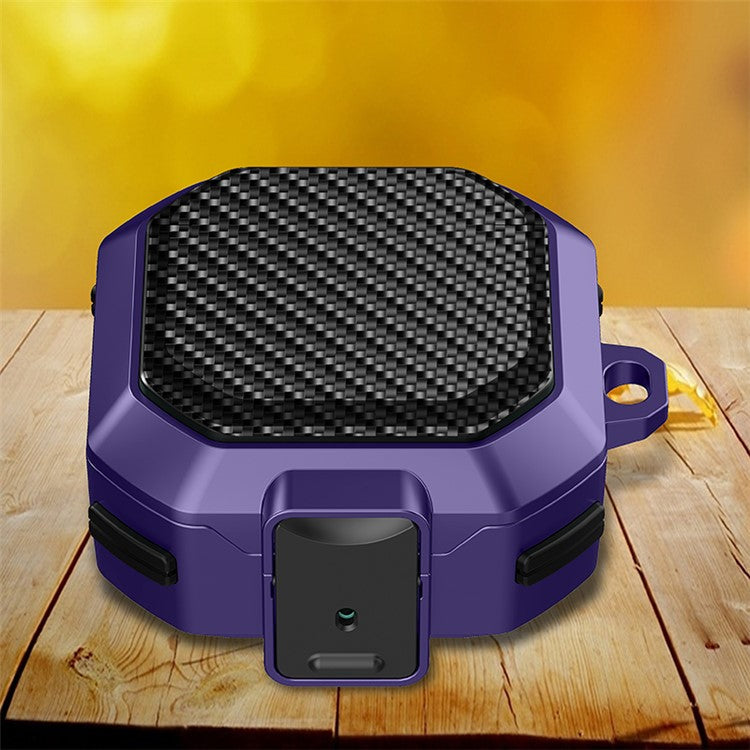 For Samsung Buds Live / Buds2 / Buds 2 Pro / Buds Pro Carbon Fibre Texture Shockproof Case Earbuds Charging Case Cover Soft TPU+PC Headset Protector - Purple