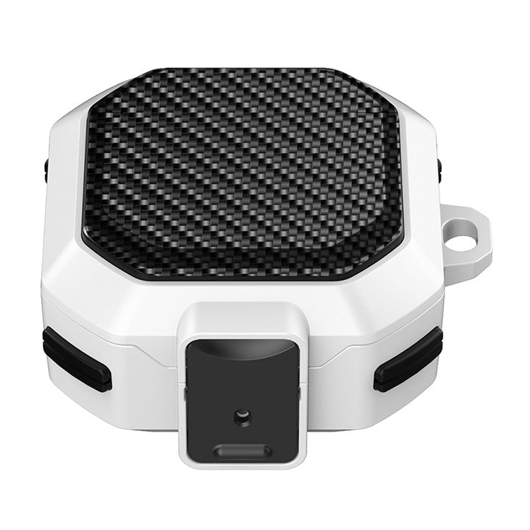 For Samsung Buds Live / Buds2 / Buds 2 Pro / Buds Pro Carbon Fibre Texture Shockproof Case Earbuds Charging Case Cover Soft TPU+PC Headset Protector - White