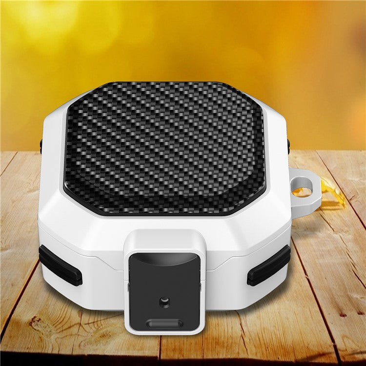 For Samsung Buds Live / Buds2 / Buds 2 Pro / Buds Pro Carbon Fibre Texture Shockproof Case Earbuds Charging Case Cover Soft TPU+PC Headset Protector - White