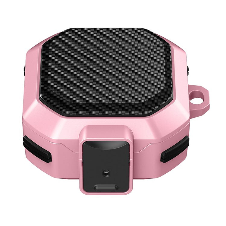 For Samsung Buds Live / Buds2 / Buds 2 Pro / Buds Pro Carbon Fibre Texture Shockproof Case Earbuds Charging Case Cover Soft TPU+PC Headset Protector - Pink