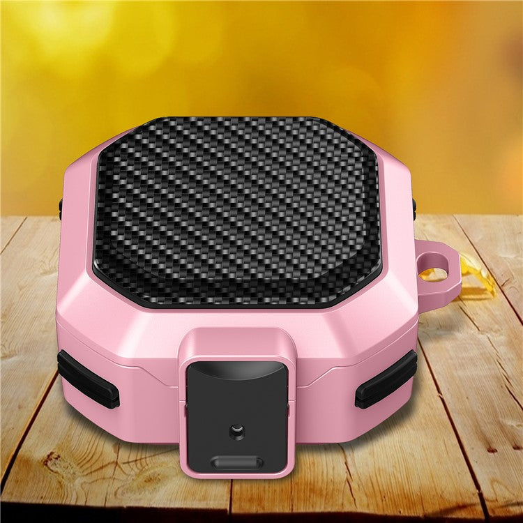 For Samsung Buds Live / Buds2 / Buds 2 Pro / Buds Pro Carbon Fibre Texture Shockproof Case Earbuds Charging Case Cover Soft TPU+PC Headset Protector - Pink