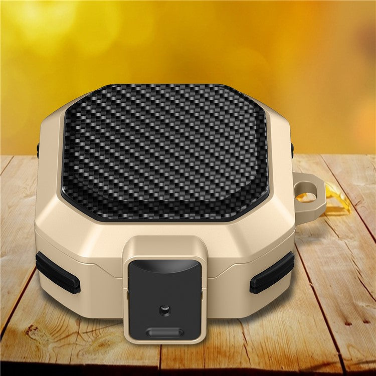 For Samsung Buds Live / Buds2 / Buds 2 Pro / Buds Pro Carbon Fibre Texture Shockproof Case Earbuds Charging Case Cover Soft TPU+PC Headset Protector - Gold