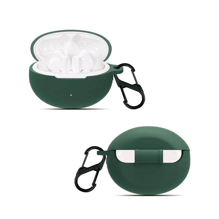 For Huawei FreeBuds 5i Bluetooth Earphone Silicone Case Anti-drop Anti-scratch Protective Cover with Anti-lost Buckle - Blackish Green