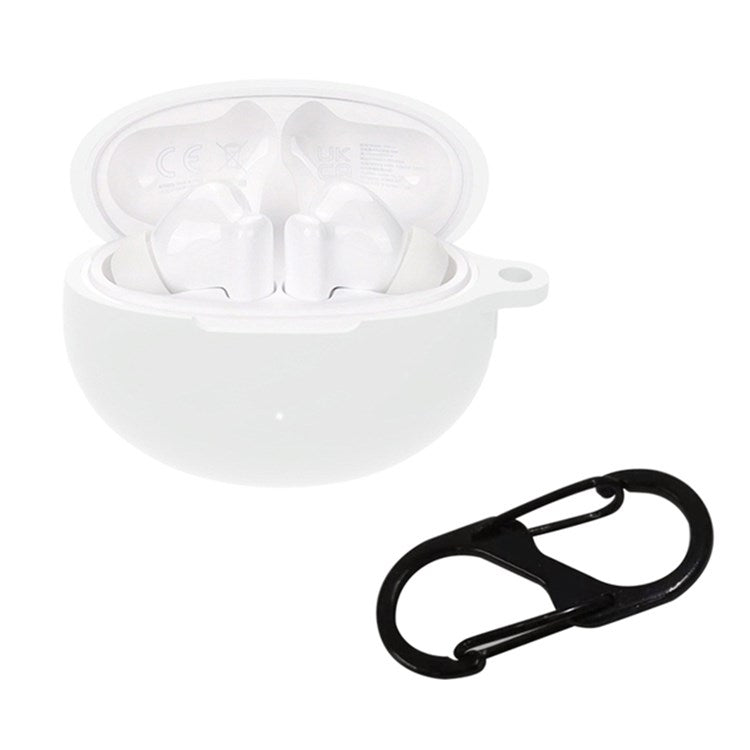 For Huawei FreeBuds 5i Bluetooth Earphone Silicone Case Anti-drop Anti-scratch Protective Cover with Anti-lost Buckle - White