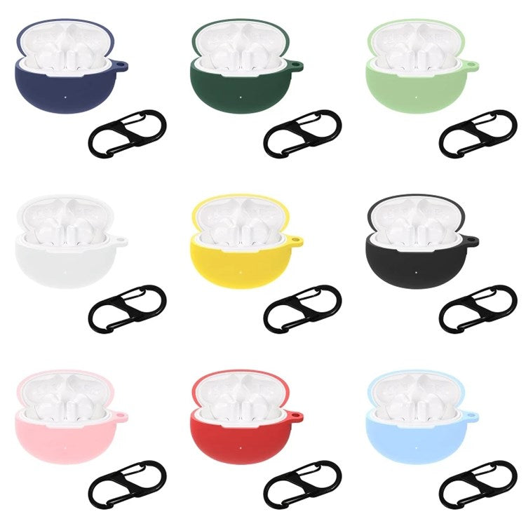 For Huawei FreeBuds 5i Bluetooth Earphone Silicone Case Anti-drop Anti-scratch Protective Cover with Anti-lost Buckle - White