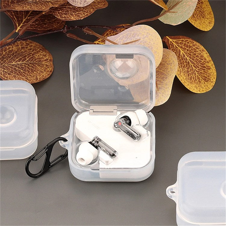 For Nothing Ear (1) Bluetooth Earphone Transparent Silicone Case Anti-scratch Protective Cover with Anti-lost Buckle