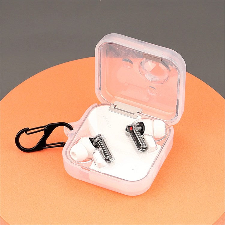 For Nothing Ear (1) Bluetooth Earphone Transparent Silicone Case Anti-scratch Protective Cover with Anti-lost Buckle