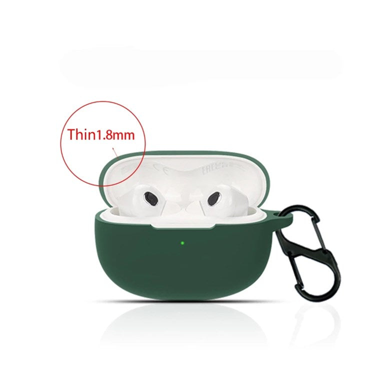 For Xiaomi Buds 3T Pro Bluetooth Earphone Soft Silicone Case Drop-proof Protective Cover with Anti-lost Buckle - Blackish Green
