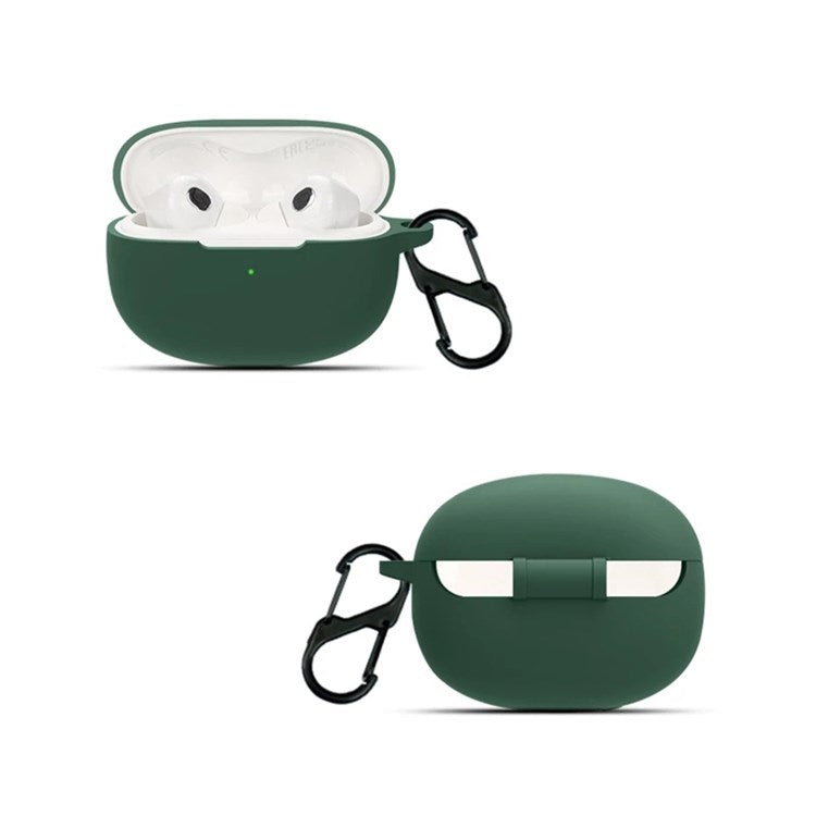 For Xiaomi Buds 3T Pro Bluetooth Earphone Soft Silicone Case Drop-proof Protective Cover with Anti-lost Buckle - Blackish Green