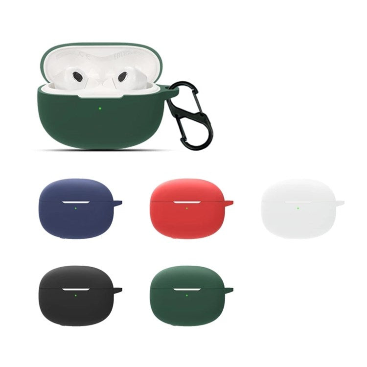 For Xiaomi Buds 3T Pro Bluetooth Earphone Soft Silicone Case Drop-proof Protective Cover with Anti-lost Buckle - Blackish Green