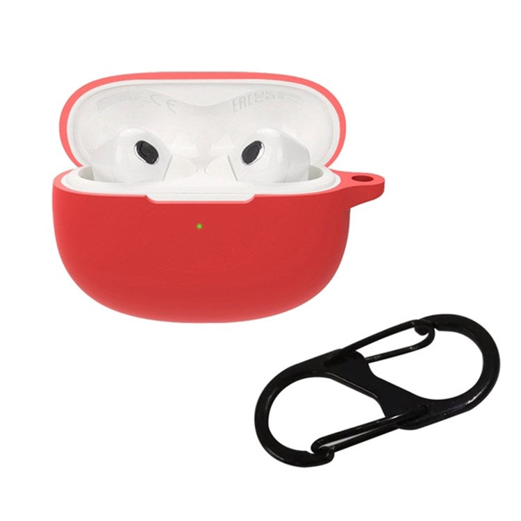 For Xiaomi Buds 3T Pro Bluetooth Earphone Soft Silicone Case Drop-proof Protective Cover with Anti-lost Buckle - Red