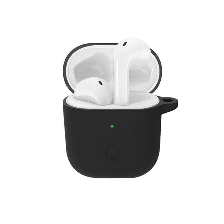 For Realme Buds Air Neo TWS Headset Silicone Case Bluetooth Earbuds Protective Cover with Anti-Lost Buckle - Black