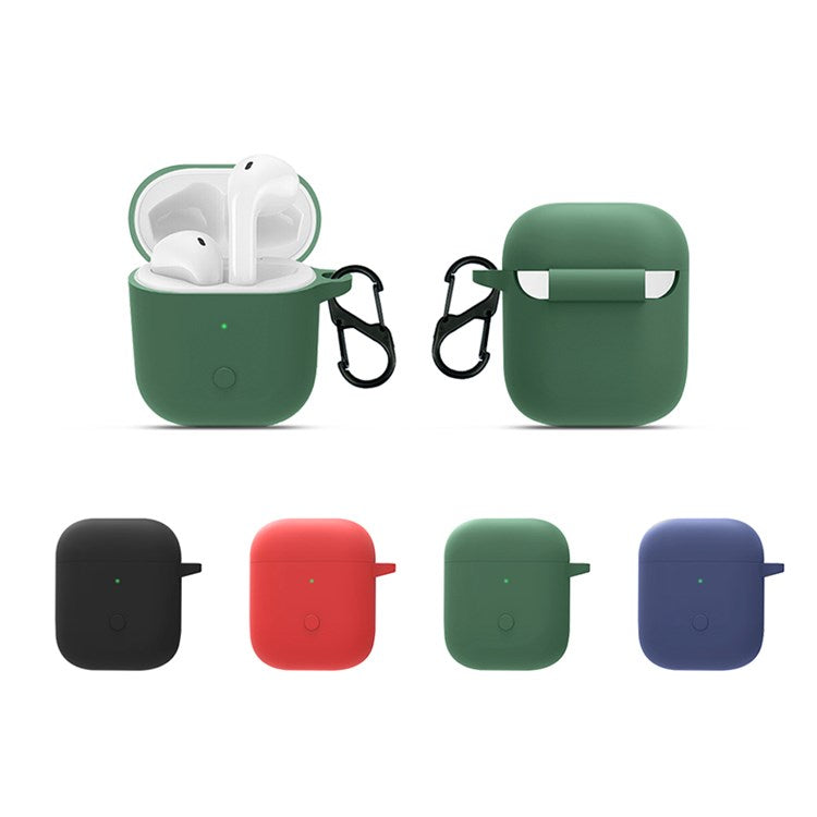 For Realme Buds Air Neo TWS Headset Silicone Case Bluetooth Earbuds Protective Cover with Anti-Lost Buckle - Dark Blue