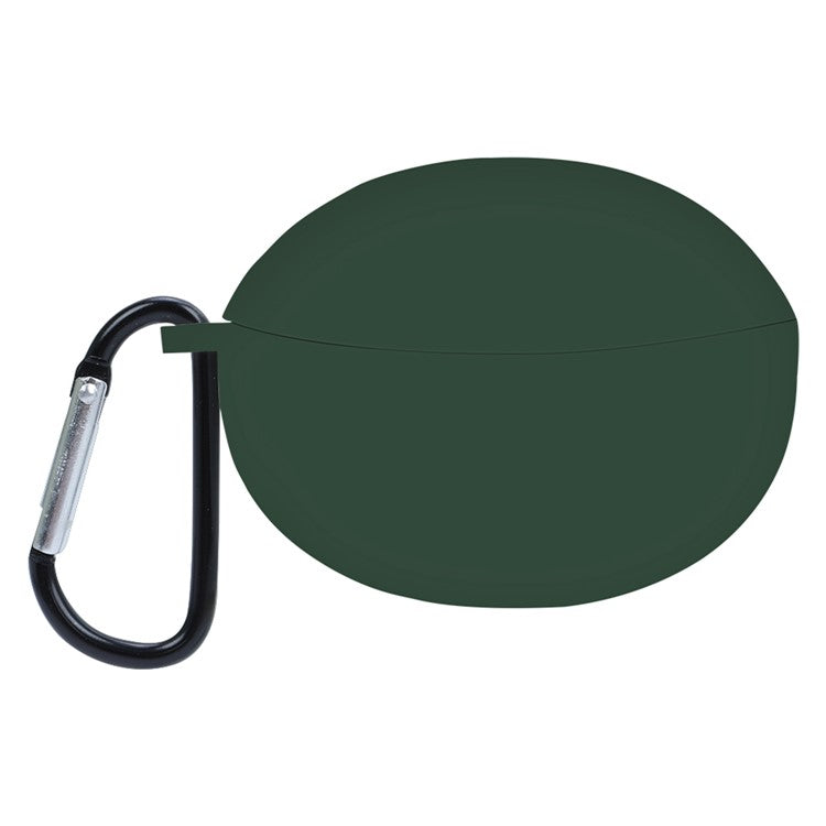 For OPPO Enco Air2 Pro Anti-scratch Silicone Cover TWS Earphone Protective Sleeve Case with Anti-lost Buckle - Midnight Green