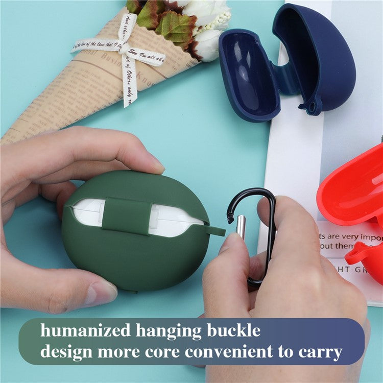 For OPPO Enco Air2 Pro Anti-scratch Silicone Cover TWS Earphone Protective Sleeve Case with Anti-lost Buckle - Black