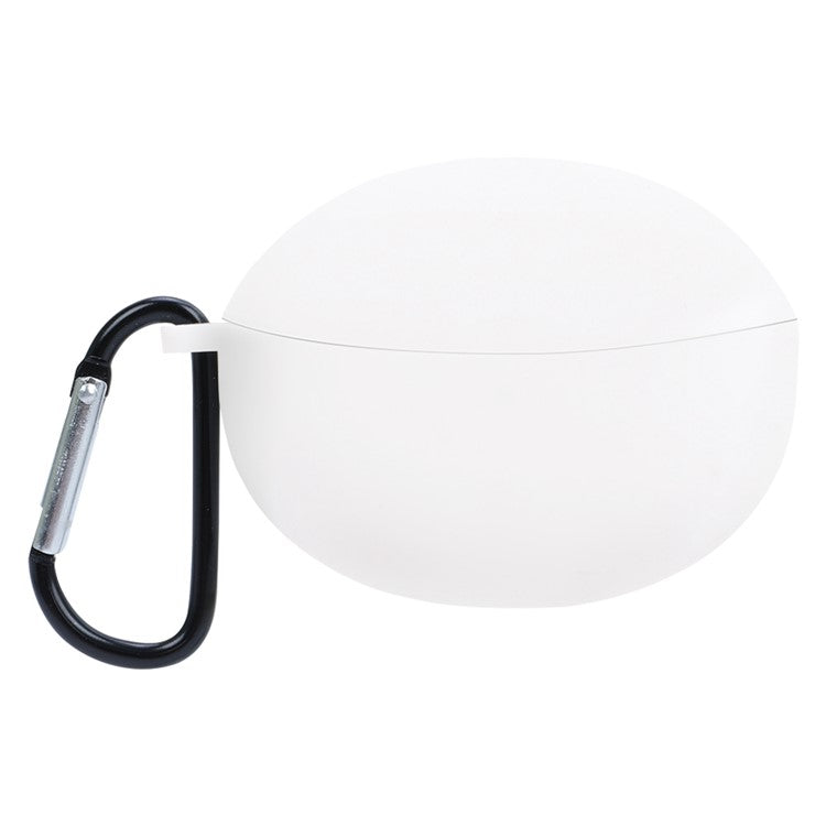 For OPPO Enco Air2 Pro Anti-scratch Silicone Cover TWS Earphone Protective Sleeve Case with Anti-lost Buckle - White