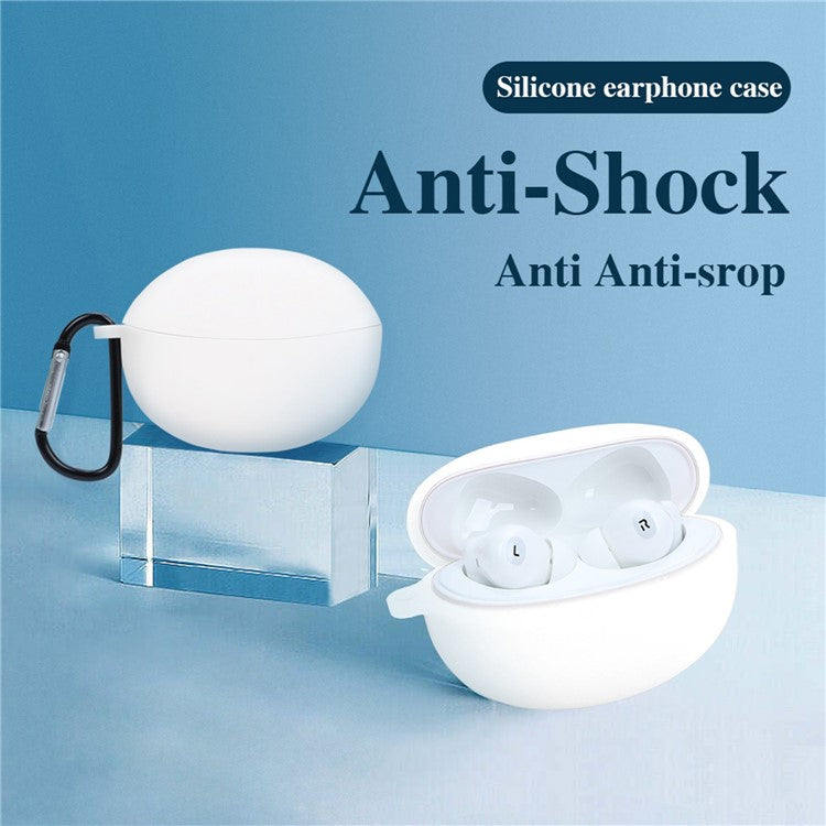 For OPPO Enco Air2 Pro Anti-scratch Silicone Cover TWS Earphone Protective Sleeve Case with Anti-lost Buckle - White