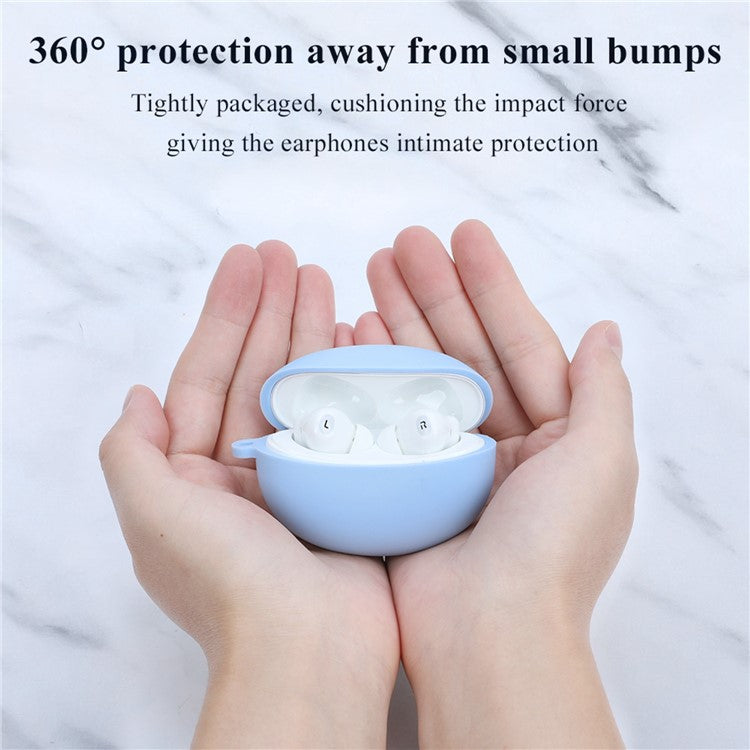 For OPPO Enco Air2 Pro Anti-scratch Silicone Cover TWS Earphone Protective Sleeve Case with Anti-lost Buckle - White