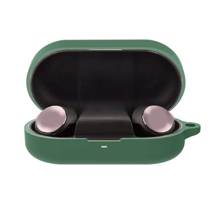 For B&O Beoplay EQ Bluetooth Earphone Soft Silicone Protective Case Drop-proof Cover with Anti-lost Buckle - Blackish Green