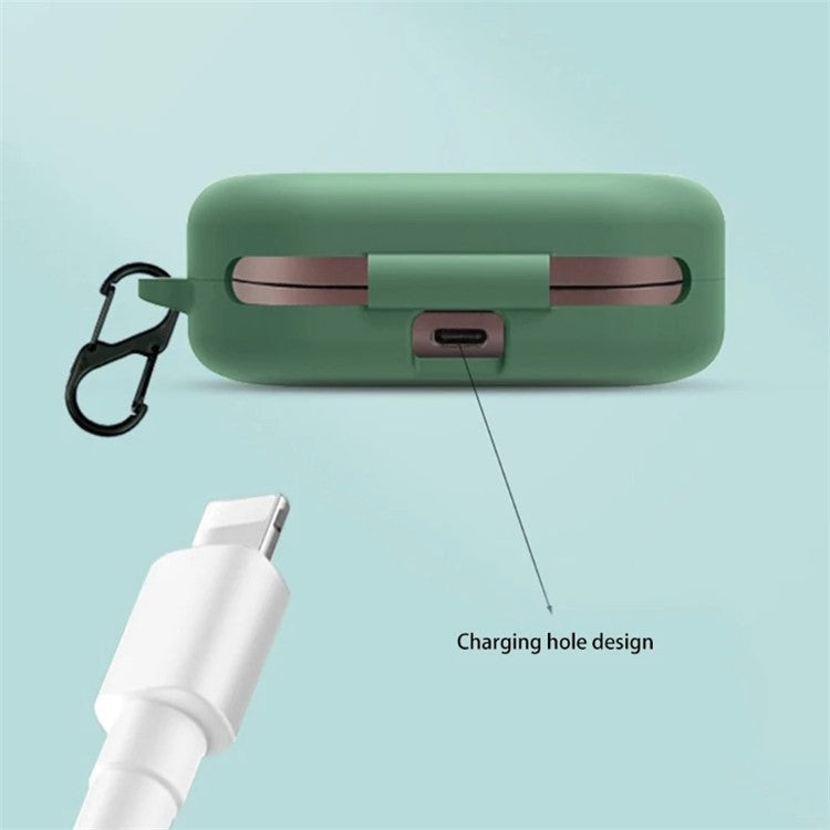 For B&O Beoplay EQ Bluetooth Earphone Soft Silicone Protective Case Drop-proof Cover with Anti-lost Buckle - Black