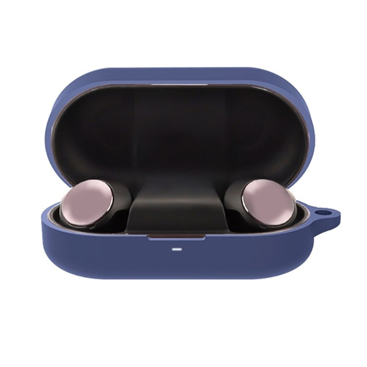 For B&O Beoplay EQ Bluetooth Earphone Soft Silicone Protective Case Drop-proof Cover with Anti-lost Buckle - Dark Blue